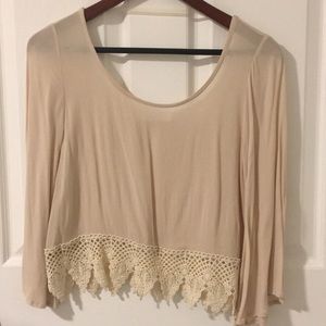 Cream Colored Top with Crochet Bottom. Like new